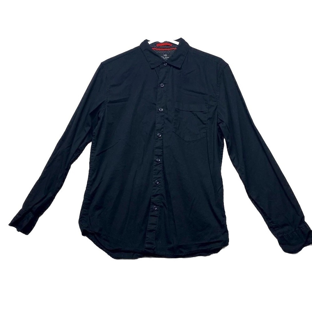 Michael Brandon Shirt Men S Black Slim Fit Stretch Comfort Workwear Button Up